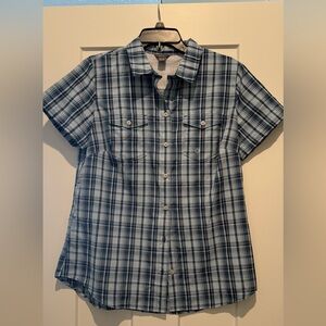 Women’s Eddie Bauer Navy and White Plaid Hiking Shirt